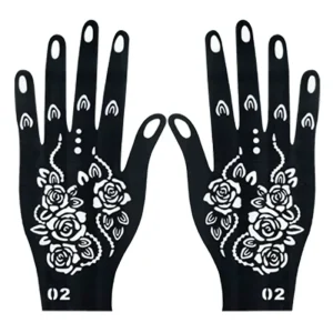 Hand and Finger Henna Tattoo Stickers Templates for Body Color Painting with Henna Paste for Tattoo Art