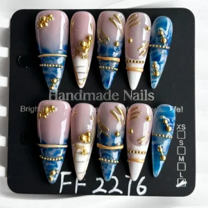 Handmade Fashionable Full Cover Acrylic Press-On Nails Art Tips 10pcs Set Design for Fingers