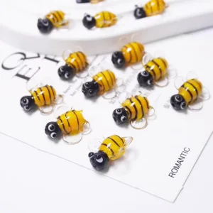 Handmade Lampwork Bee Glass Beads Cute Cartoon Bee Shaped Loose Beads DIY Bracelet Necklace Jewelry Making Charms