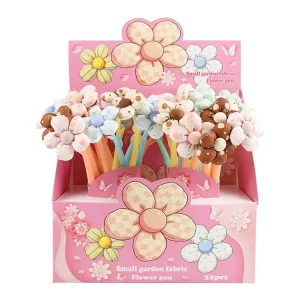 Handmade Luxury Flower Gel Pens 0.5mm Rubber Bright Colors Blue Black Ink Cute Flower Design Promotional Pen