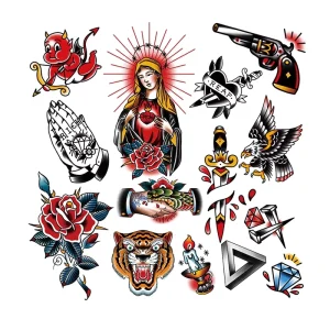 Handsome Cool Cartoon Tattoo Stickers Waterproof Men and Women Flower Arm Tattoo Stickers Lasting Trend Tattoo Stickers
