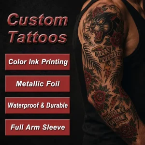 Hao Feng Colorful Floral Full Arm Sleeve Temporary Tattoo Sticker Waterproof Body Art Custom Tattoo Sticker