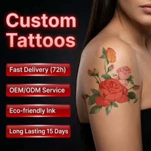 Hao Feng Custom Logo Water Transfer Temporary Tattoo Sticker Semi Permanent Lasting 15 Days Eco Friendly Body Decal