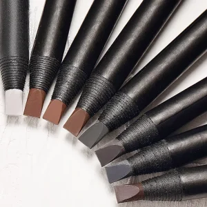 Hard Refill Flat Square Core Brow Pencils Makeup Pen Roll Holder Sharpener Less PMU Tool Eyebrow Wax Natural Coloring With Brush