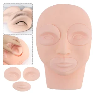Head Mannequin Mold Replaceable Eyes Mouth Training Tool Kit Silicone Microblading Tattoo Practice Skin Eyebrow Lip