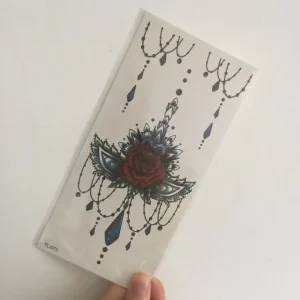 Heart Lock and Rose Flower Sexy Chest Tattoo Big Size 90x190mm Eco Friendly Temporary Tattoo Stickers