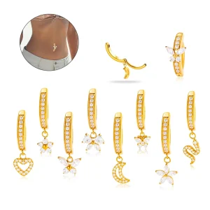Heart Snake Butterfly Dangle Titanium Belly Ring F136 Titanium Jewelry Belly Button Ring G23 Navel Body Piercing Jewelry