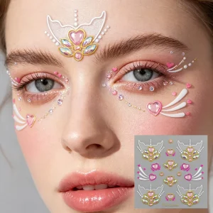 Heart Star Butterfly Rhinestone Face Gem Self-Adhesive Forehead Eye Jewel Stickers Women Festival Wedding Stage Party Makeup
