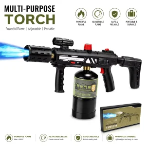 Heavy Duty BBQ Fire Starter Propane Torch Instant Ignition Adjustable Flame Safety Lock Outdoor Camping Gas Burner