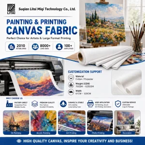 Heavyweight Airbrush Canvas Roll 380 420GSM 44 38 Cotton Linen Fabric for Professional Art and Spray Painting