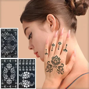 Henna Adhesive Finger Tattoo Template Painting Hollow Fine Small Pattern Middle East India Black Customizable Logo