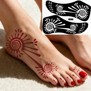 Henna Foot Tattoo StencilsHollow Out Templates Sun Patterns DIY Foot Body Art Stencils Decoration Temporary Tattoo