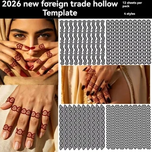 Henna Hollow Finger Tattoo Template Indian Style Body Painting Sticker Hand Drawn Stencil for Spray Tattoo Creation
