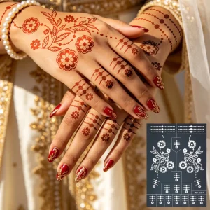Henna Hollow Tattoo Stencils Indian Bridal Hand Flower Mehndi Drawing Templates for Juice Temporary Tattoo