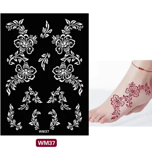 Henna Paste Juice Spray Semi-permanent Tattoo Sticker Geometric Shapes Arm Bands Wristbands Hollow-out Painting