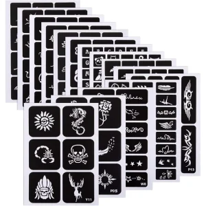 Henna Tattoo Stencil KitFace Body Paint DIY Art Reusable Glitter Tattoo Stencils Henna Tattoo Stencil Kit