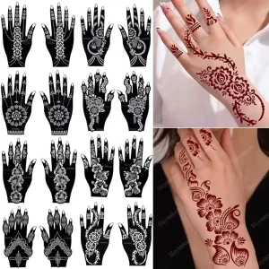 Henna Tattoo Stencils Flower Tattoo Template for Women Hand Body Art Henna Temporary Tattoos for Ramadan Festival