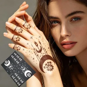 Henna Tattoo Stencils Flower Vine Hollow Stickers Hand Finger Mehndi Paste Body Art Templates