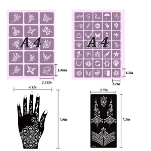 Henna Tattoo Stencils Kit Pack of 22 Sheets Temporary Tattoo Templates Indian Arabian Tattoo Sticker for Hands Body Art