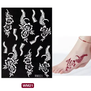 Henna Tattoo Stencils with 220 Rhinestone DIY Body Art Paint Kit for Face and Body