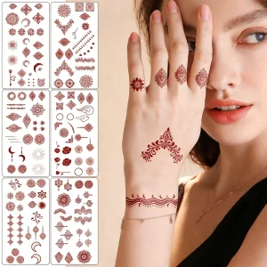Henna Tattoo Sticker Kit Water Resistant Eco-Friendly Sexy Design for Women 3-7 Days Lasting DIY Body Art Stickers