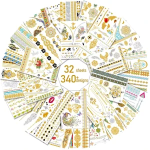 Henna Tattoo Sticker Temporary Gold Henna Hand Tattoo Sticker