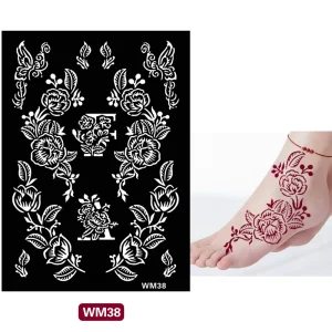 Henna Tattoo Stickers Butterfly Flower Custom Logo Body Painting Arm Hand Back Temporary