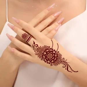 Henna Temporary Tattoo Sticker Waterproof White Lace Red Henna Mehendi Design Sexy Body Hand Art Fake Temporary Tattoo