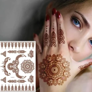Henna Temporary Tattoo Stickers Waterproof Long Lasting Removable Ideal for Party Festival Arm Leg Face