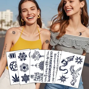 Herbal Juice Paper Temporary Tattoo Stickers for Adult Women Girls Face Application Waterproof Semi Permanent Lasting 1 2 Weeks