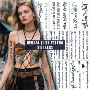 Herbal Juicy Tattoo Stickers Semi Permanent Waterproof Unisex Body Art for Arms Legs Collarbone Long Lasting