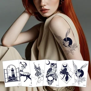 Herbal Long Lasting Non Reflective Waterproof Sweat Plant Flower Arm Tattoo Sticker 7 Days Body Temporary Juice Tattoo
