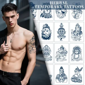 Herbal Semi-Permanent White Paper Tattoo Stickers Water Transfer Body Art Waterproof Long-Lasting 2 Weeks