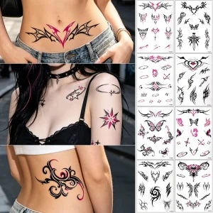 High End Succubus Tattoo Stickers Waterproof Sensual Intimate Marks for Abdomen Chest Waist Couple Party Decor