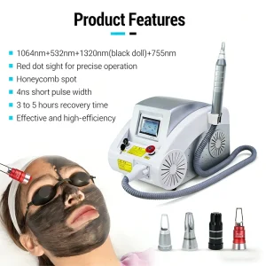 High Energy Q Switched Nd Yag Laser 1064nm 532nm 755nm 1320nm Red Dot Sight Pico Laser Tattoo Removal Beauty Equipment