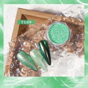 High Gloss TG Metallic Aurora Mirror Powder Shimmering Pearlescent Pigment for Professional Manicure
