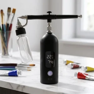 High-PSI Maintenance-Free Airbrush Compressor for Tattoo & Body Painting ABS Material Long-Life Battery LED Display