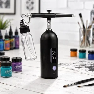 High PSI Maintenance Free Airbrush for Tattoo and Body Painting Kit with Dual Action Trigger and LED Screen