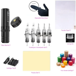 High Performance 2040mAh Battery Double Batteries Rotary Tattoo Machine Kit Complete Long Session Comfort Permanent