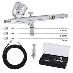 High Precision Dual Action Airbrush Gun with Gravity Feed for Nail Art Paint Cake Piston Control