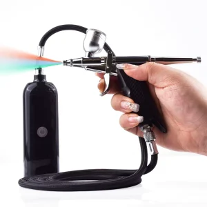 High Precision Dual Action Cordless Airbrush Compressor Gravity Feed Cake Airbrush Set for Hobbyist Model Building Art Painting