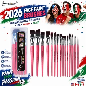 High Quality 17PC Nylon Hair Material Oil Watercolor Artist Face Body Painting Supplies Brushes Set for Kids