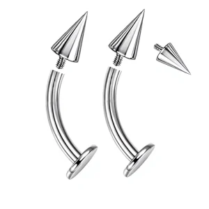 High Quality 316 Stainless Steel Curved Navel Body Piercing Gold Ear Segment Barbell Eyebrow Ring Punk Style Body Art