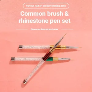 High Quality Colorful Long Tip Nail Liner Brush Durable Smooth Rhinestone Diamond Handle Salon DIY Gel Nail Polish Accessories