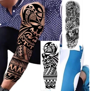 High Quality Custom Fashionable White Sexy Water Transfer Temporary Tattoo Sticker Men Women Full Arm Decorative Design Paper