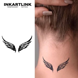 High Quality Custom Symmetrical Wing Line Art Waterproof Natural Fruit Juice Long Lasting 15 Days Semi Permanent Tattoo Sticker