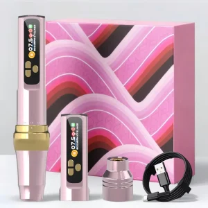 High Quality Customized Wireless Tattoo Machine Pen Permanent Makeup Pink Rechargeable Tattoo Pen Disposable Cartridge Needles