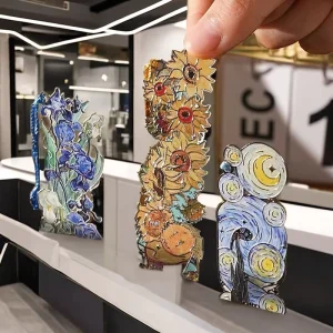 High Quality Exquisite Flower Tattoo Bookmark Sticker Tassels Design Colorful Style Metal UV Printed Tourist Gifts