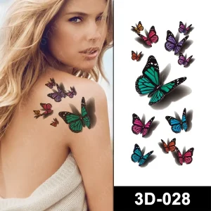 High Quality Glamorous Girls Body Art Neck Arm Face Leg Back Various Mini Small Lively Butterfly 3D Tattoo Temporary