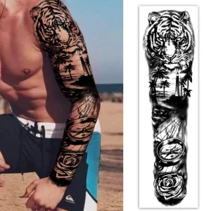 High Quality Lion Dragon Pattern Design Long Lasting Full Arm Tattoo Stickers Water Transfer Paper